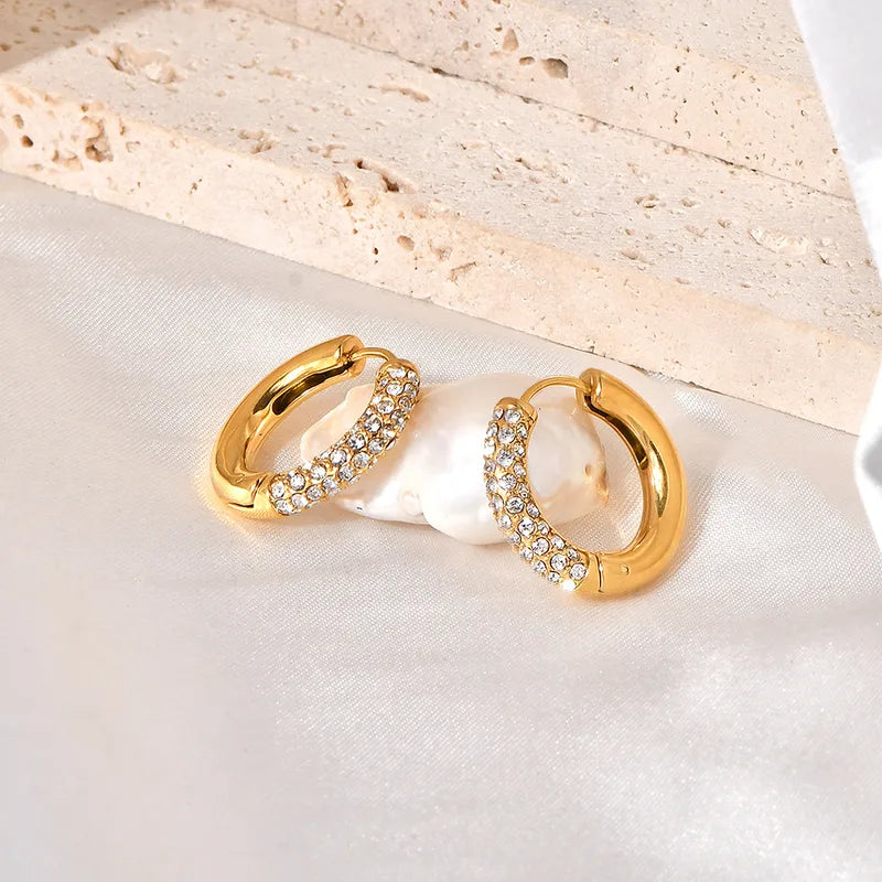 Stellar Pavé Gold Hoops || DV108