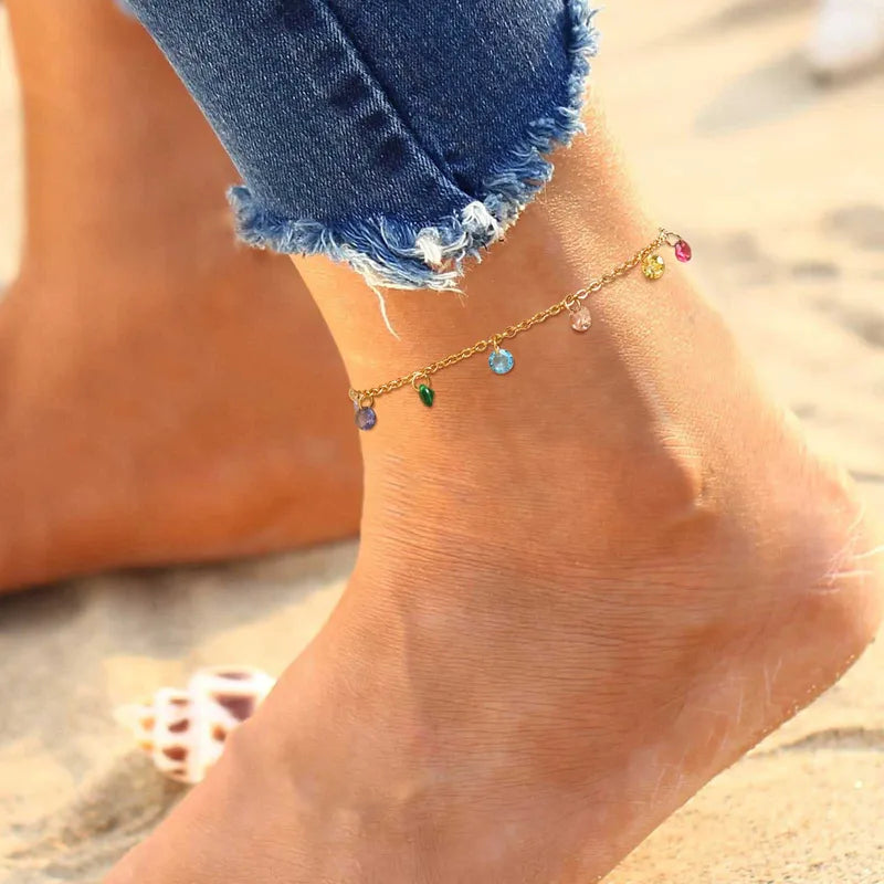 Rainbow Drop Anklet DV232