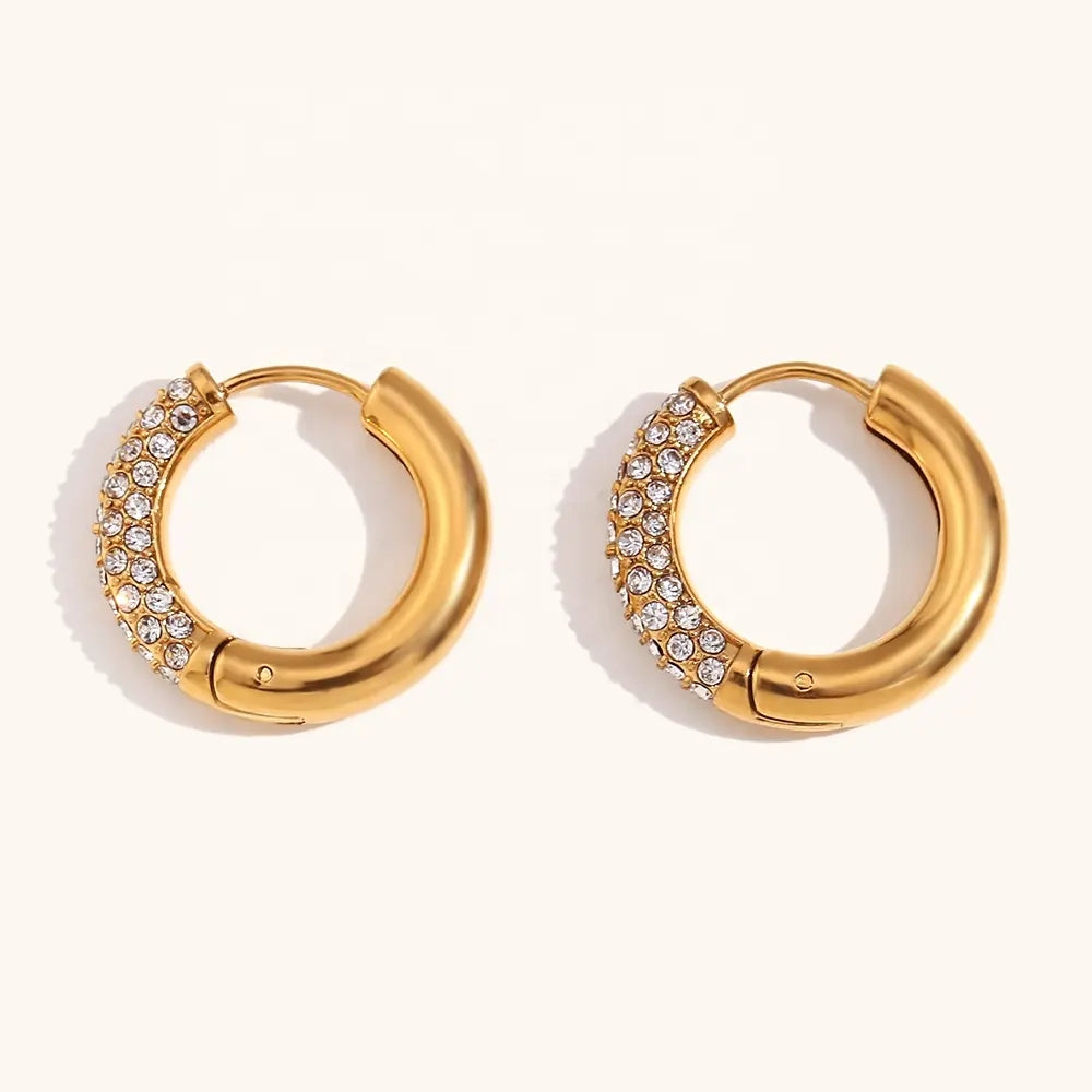 Stellar Pavé Gold Hoops || DV108