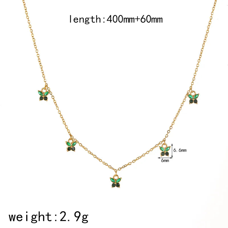 Butterfly Necklace In Emerald Green || DV352