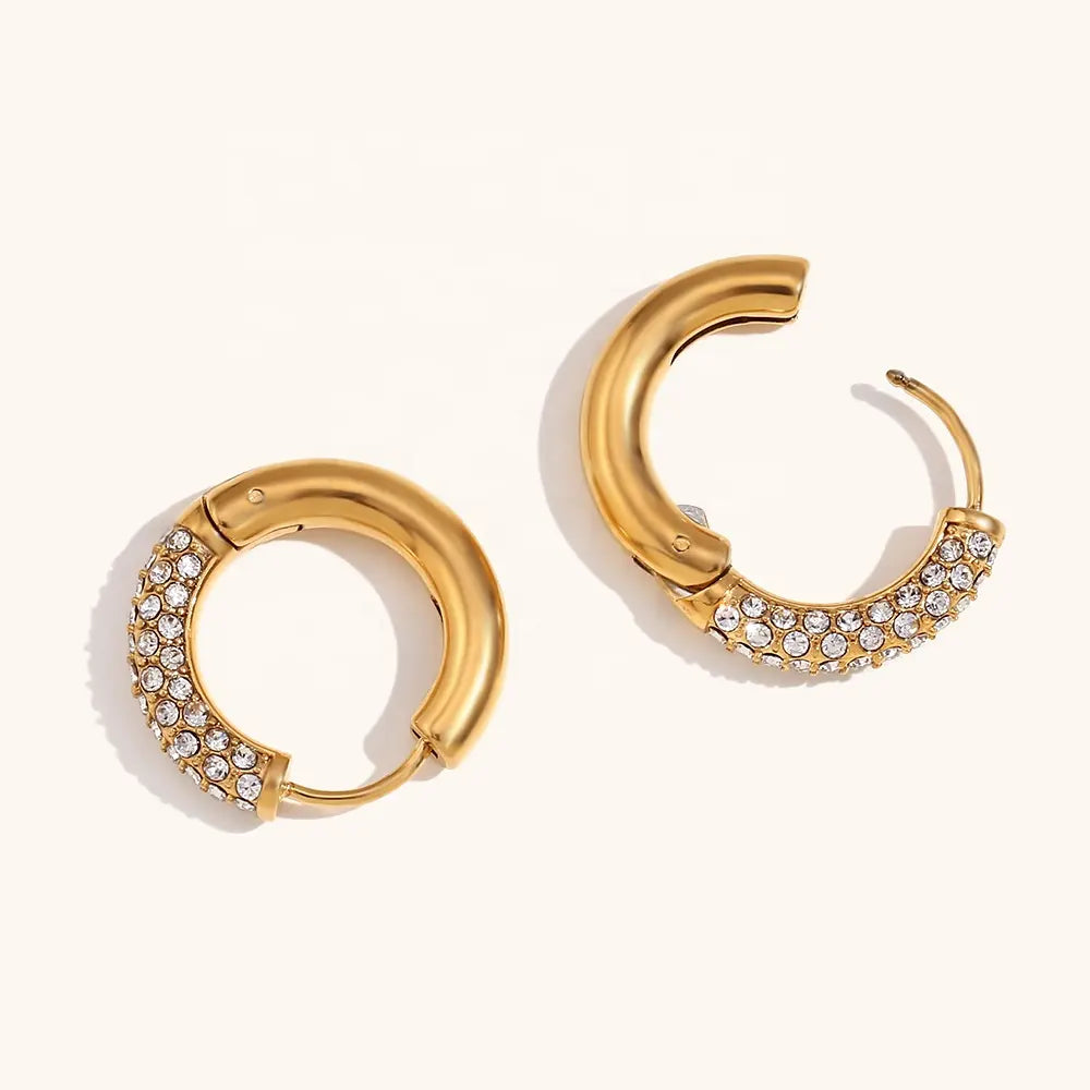 Stellar Pavé Gold Hoops || DV108