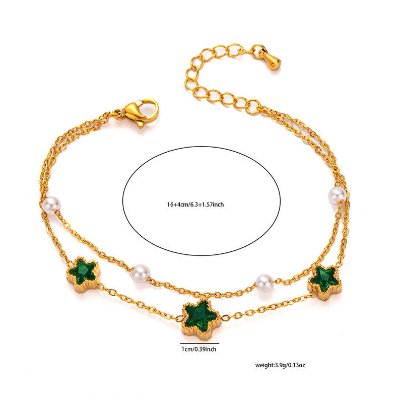 Emerald Charm Pearl Layer Bracelet || DV414