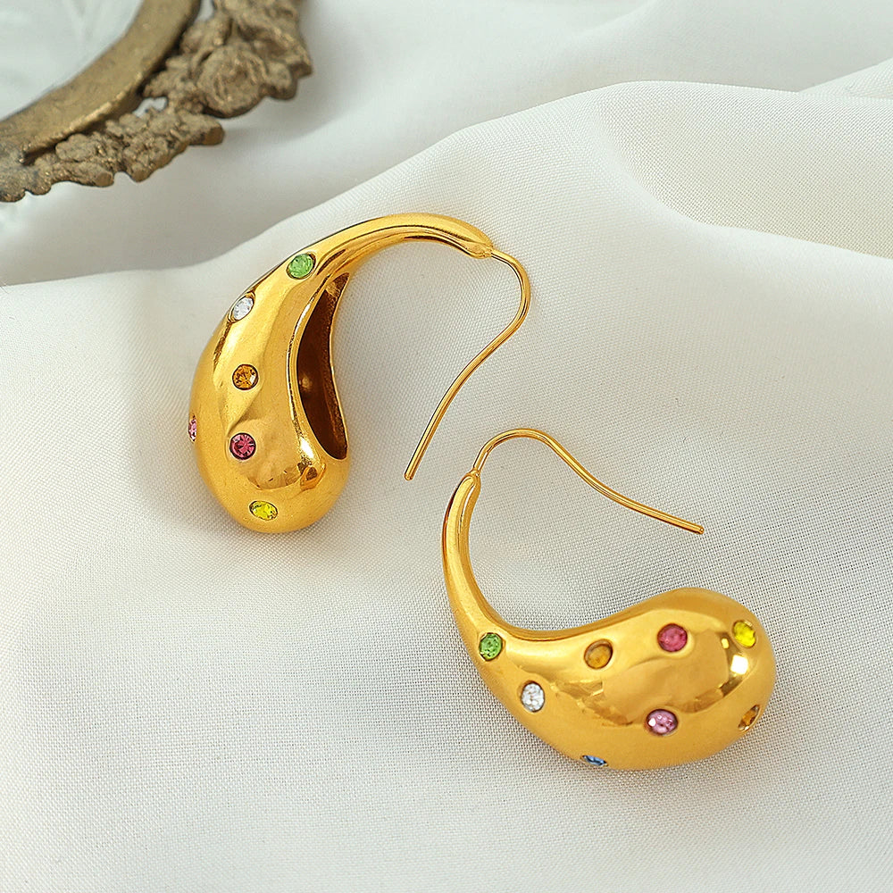 Gold Teardrop Hoop Earrings || DV04