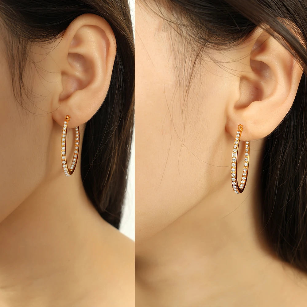 Crystal Elegance Hoop Earrings || DV11