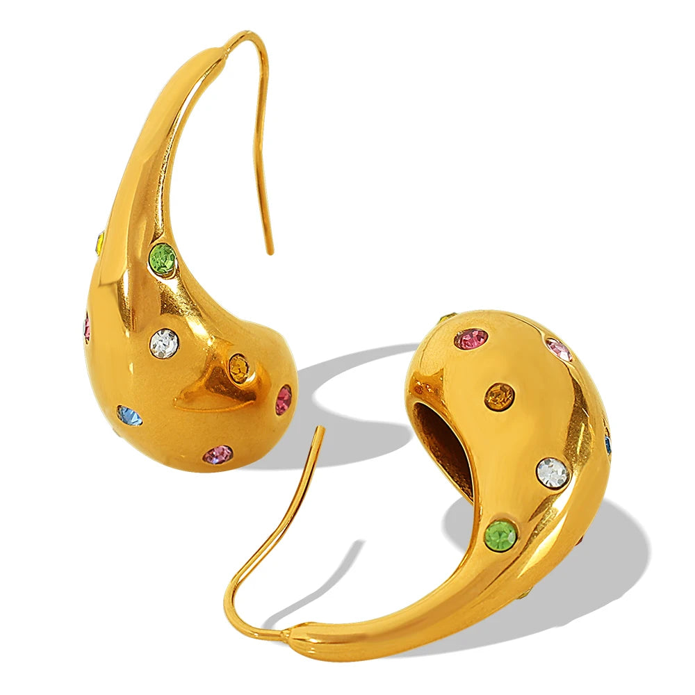 Gold Teardrop Hoop Earrings || DV04