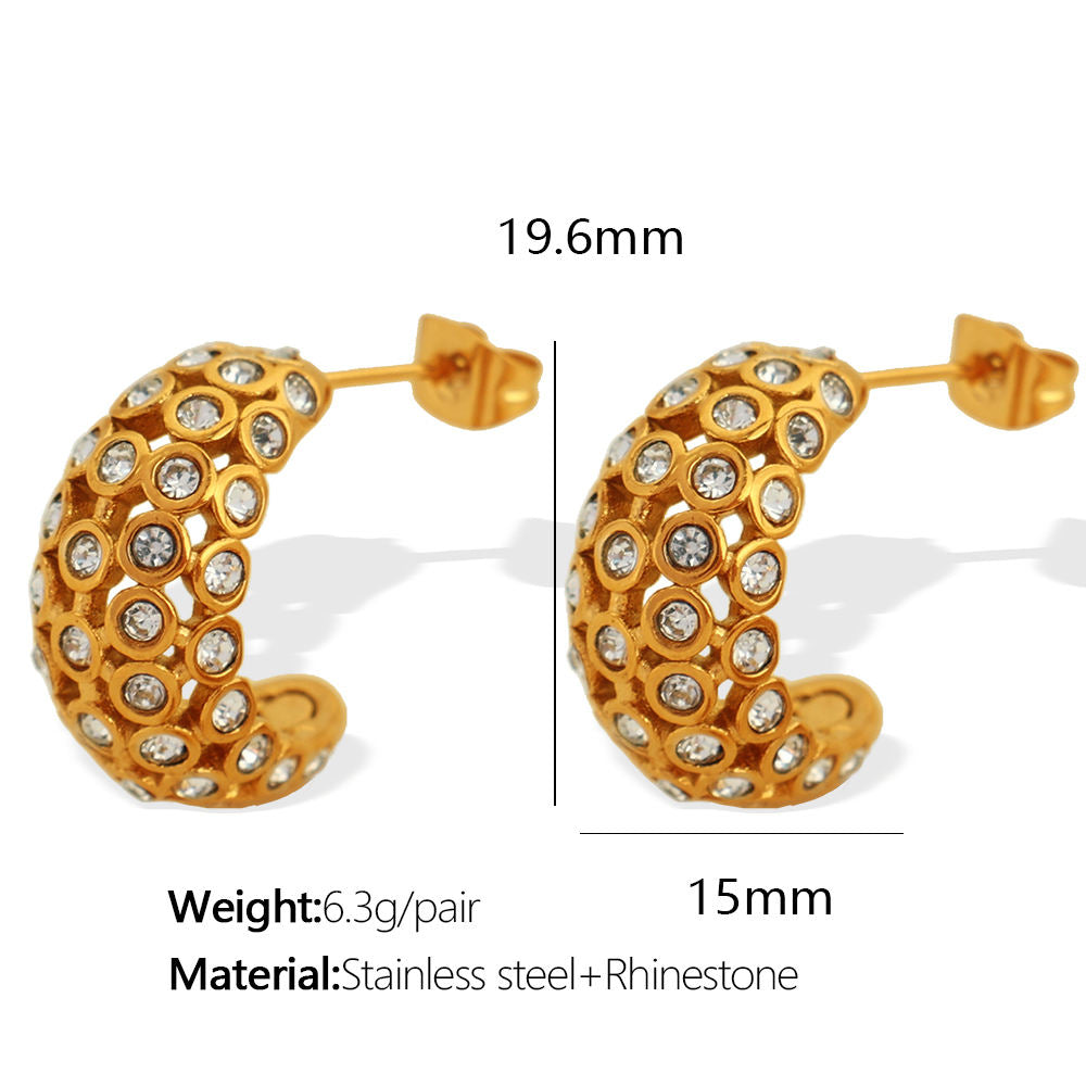 Golden Crystal Cluster Earrings || DV09