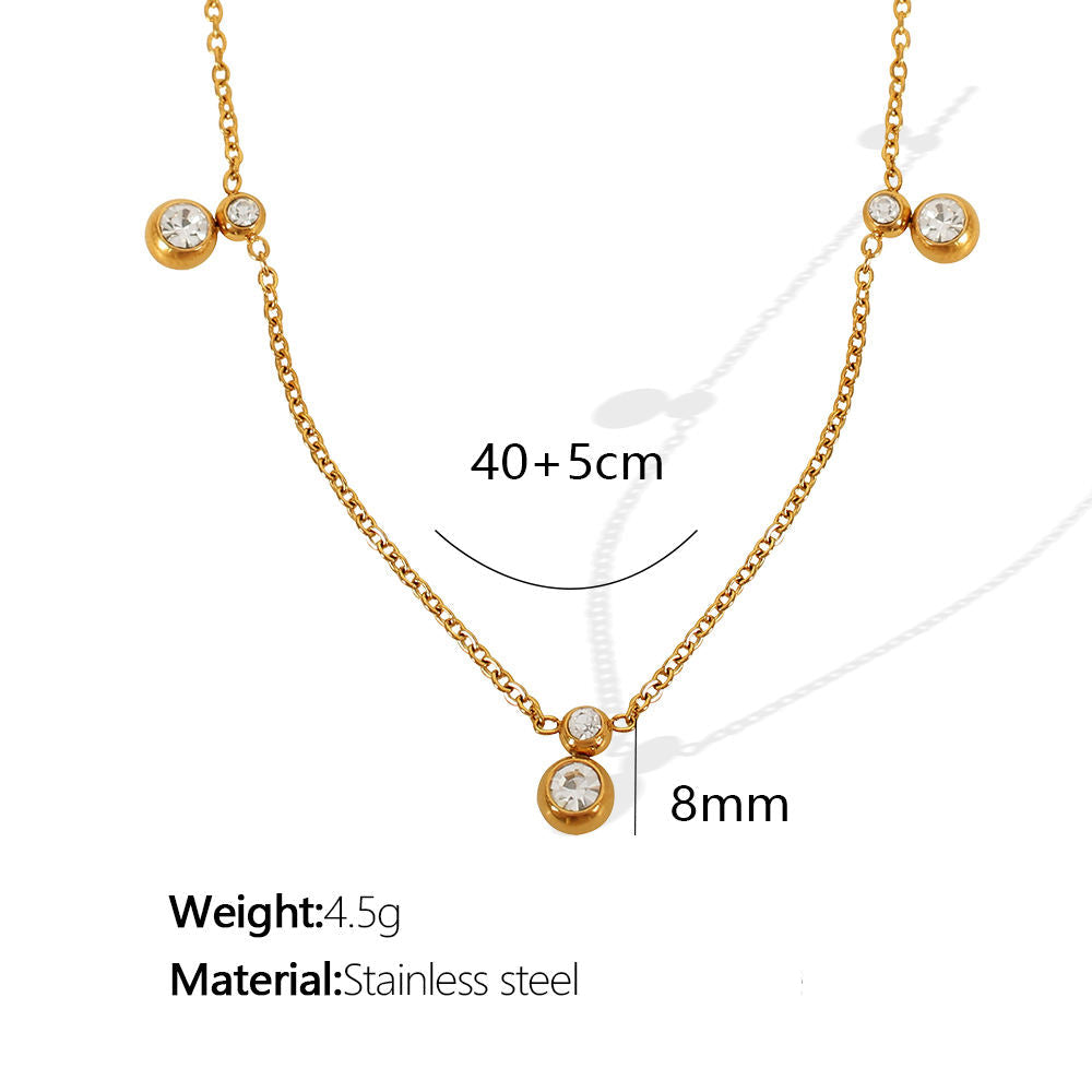Elegant Gold Dangling Necklace with Crystal Charms || DV01