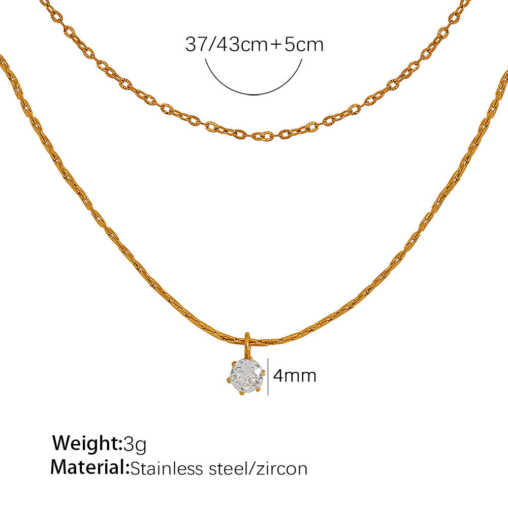 Layered Gold Necklace with Pendant || DV06