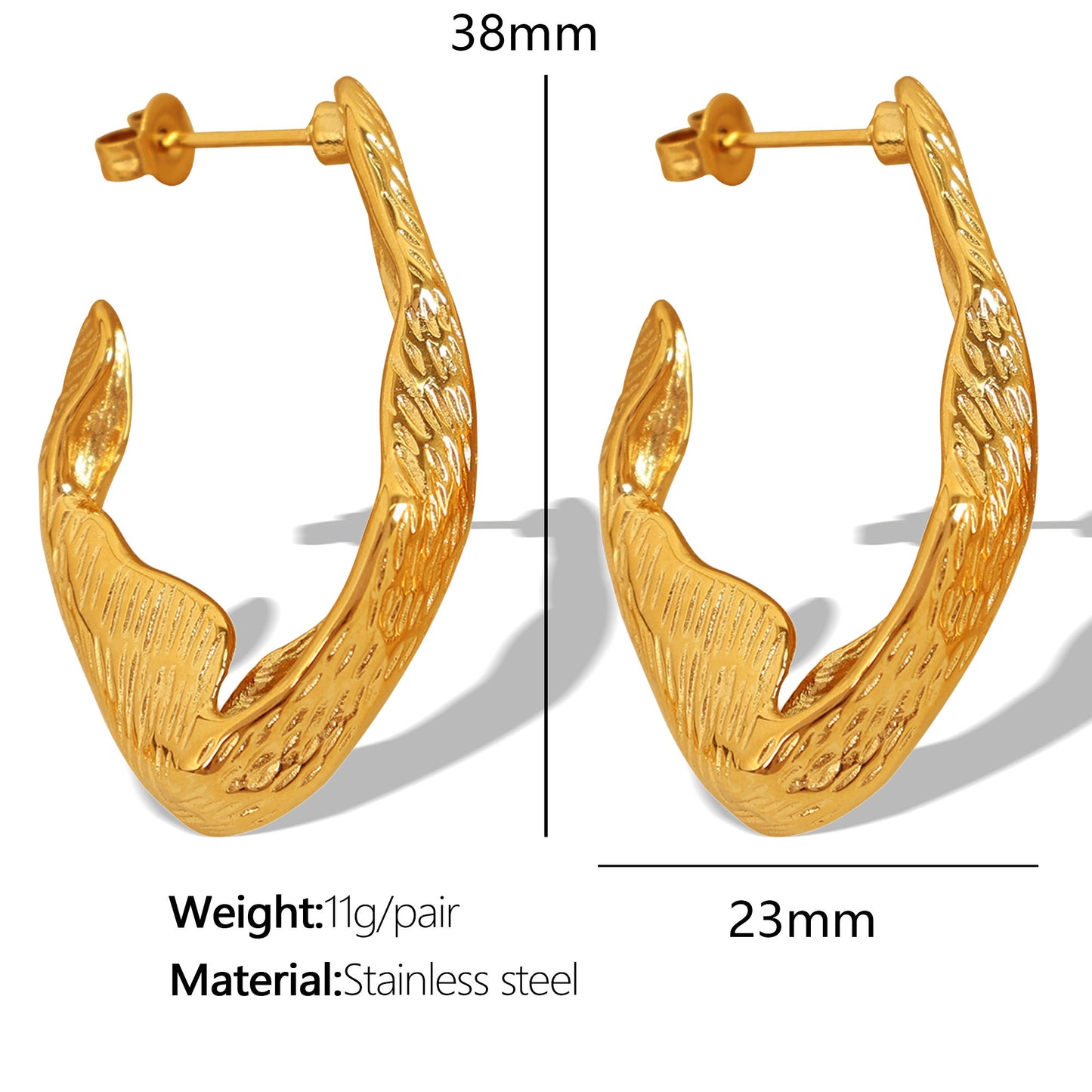 Textured Gold Bold Contemporary Earrings || DV05