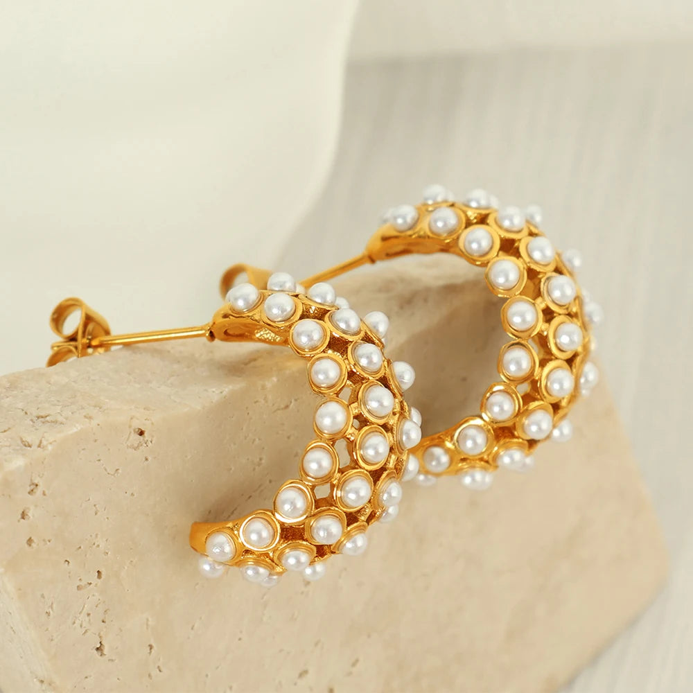 Golden Crystal Cluster Earrings || DV09