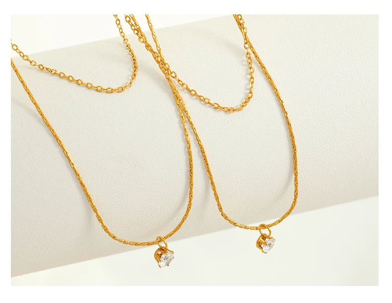 Layered Gold Necklace with Pendant || DV06