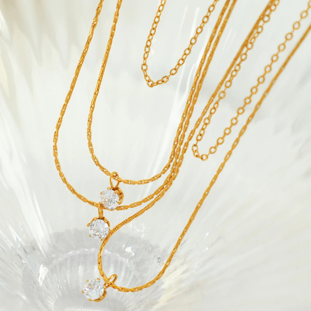 Layered Gold Necklace with Pendant || DV06