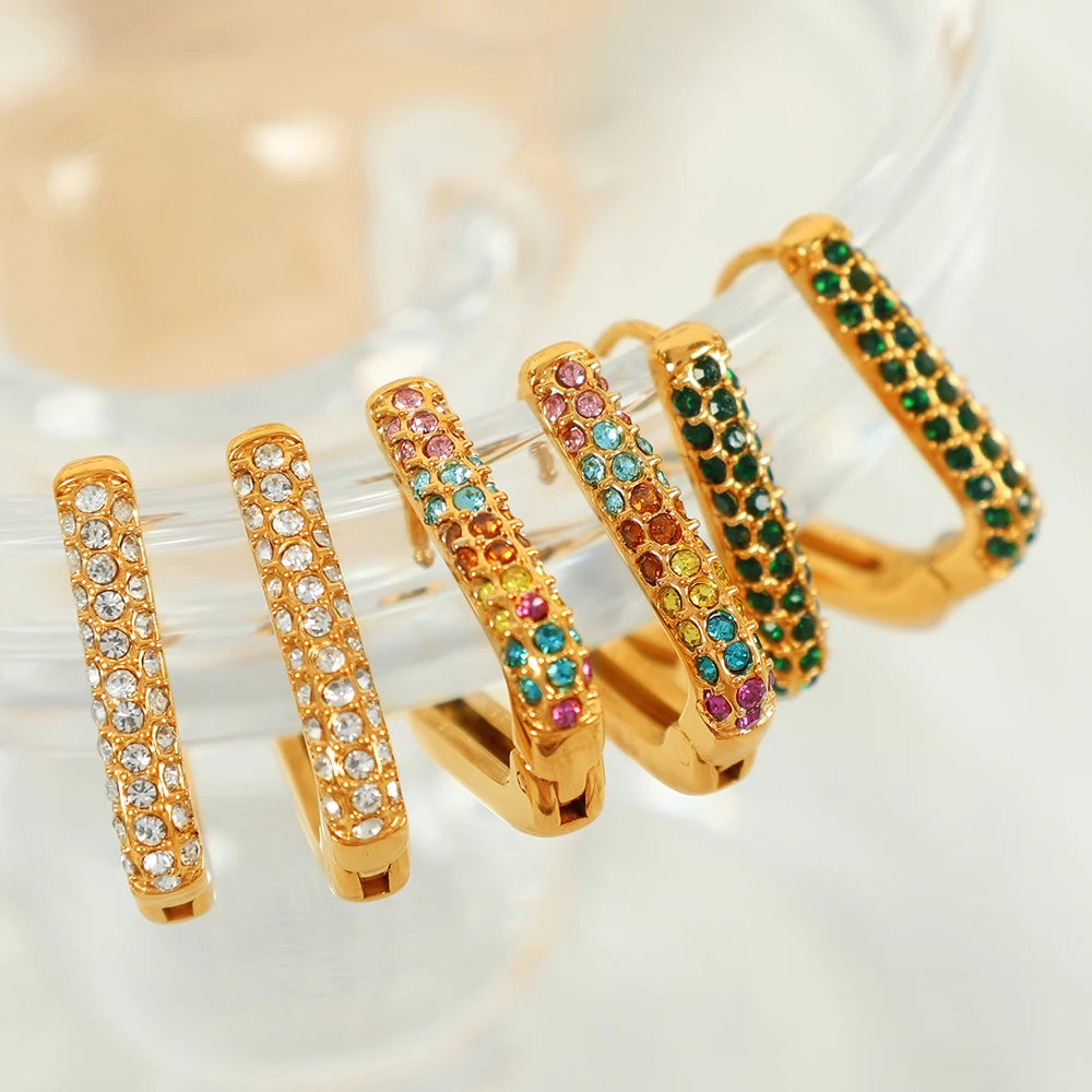 Vibrant Gemstone Huggie Hoops - Multicolor || DV300