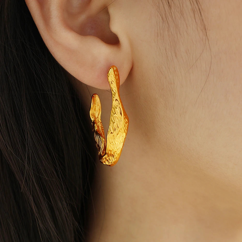Textured Gold Bold Contemporary Earrings || DV05