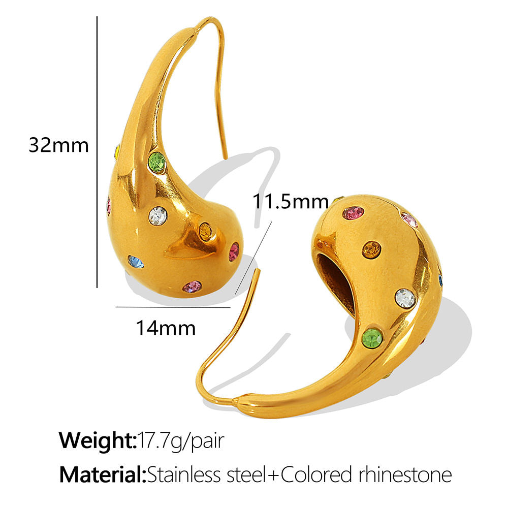 Gold Teardrop Hoop Earrings || DV04