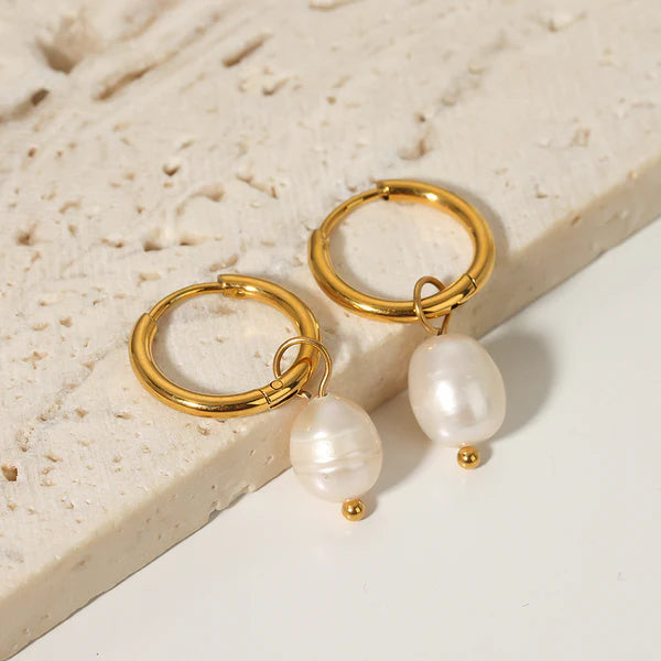 Pearl Hoop Earrings || DV116
