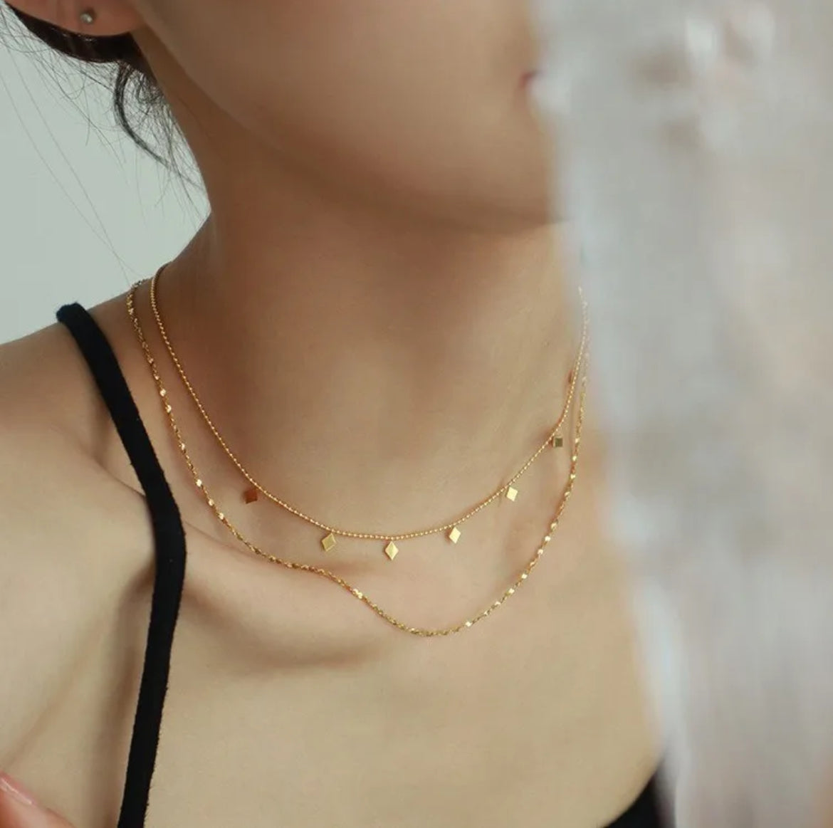 Golden Rhombus Layered Necklace || DV112