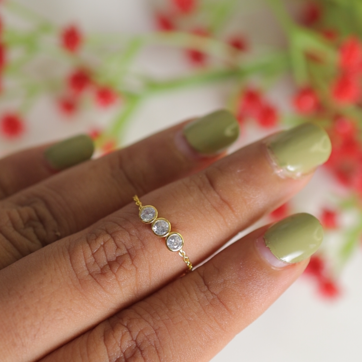 Trinity Spark 925 Silver Adjustable Chain Ring || DV71
