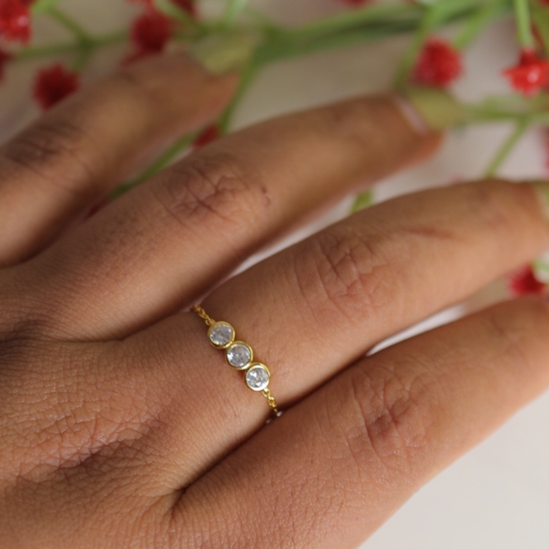 Trinity Spark 925 Silver Adjustable Chain Ring || DV71