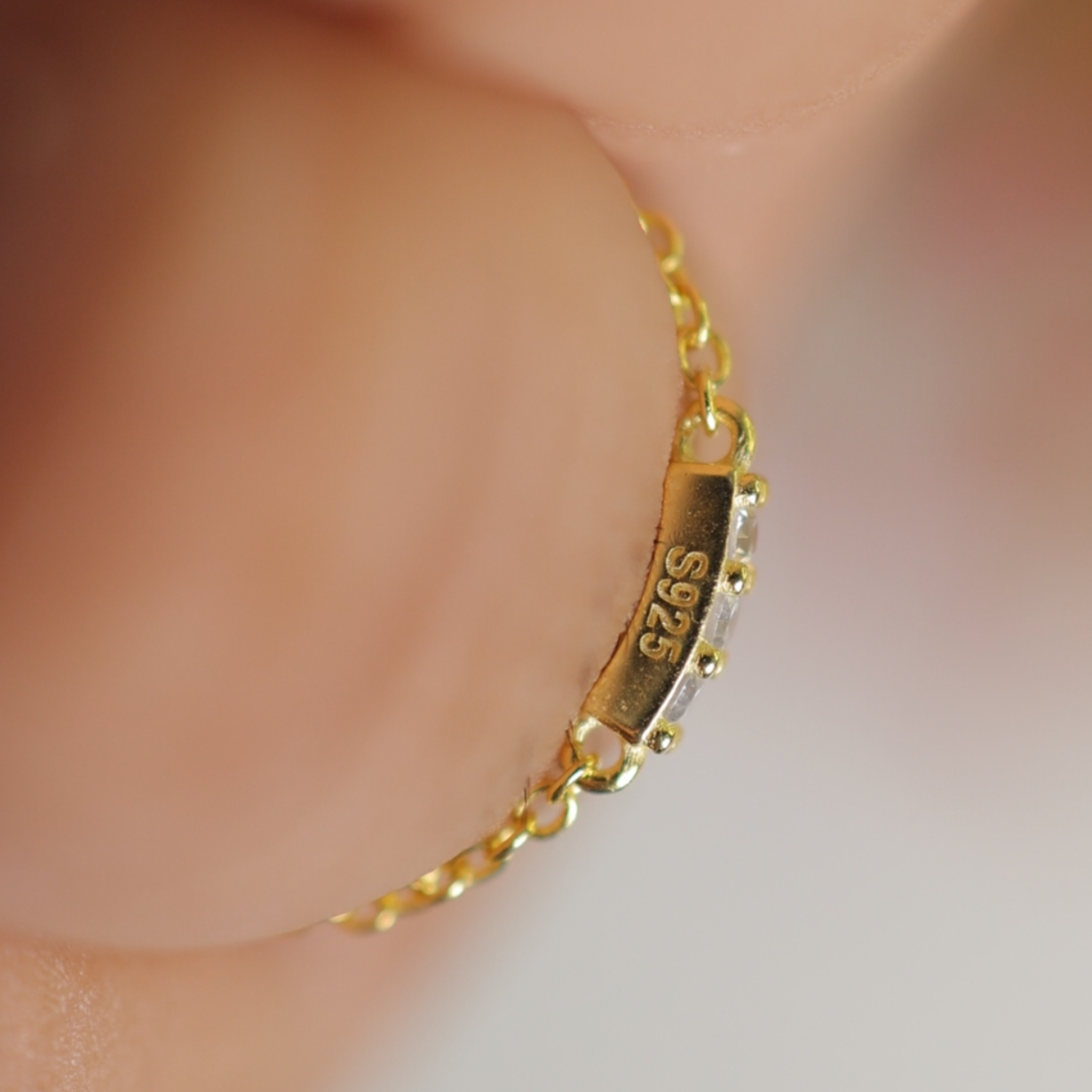 Luna Bar 925 Silver Adjustable Chain Ring || DV72