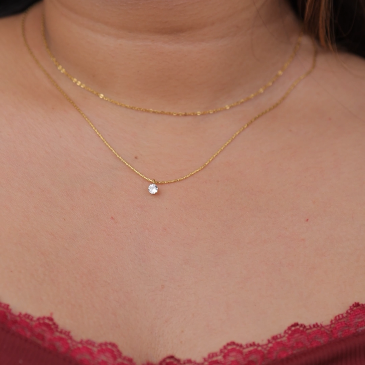 Layered Gold Necklace with Pendant || DV06