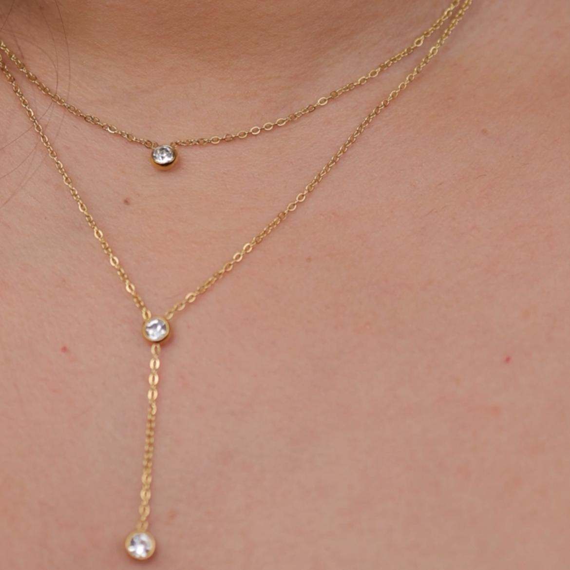 Radiant Drop Layered Necklace || DV15