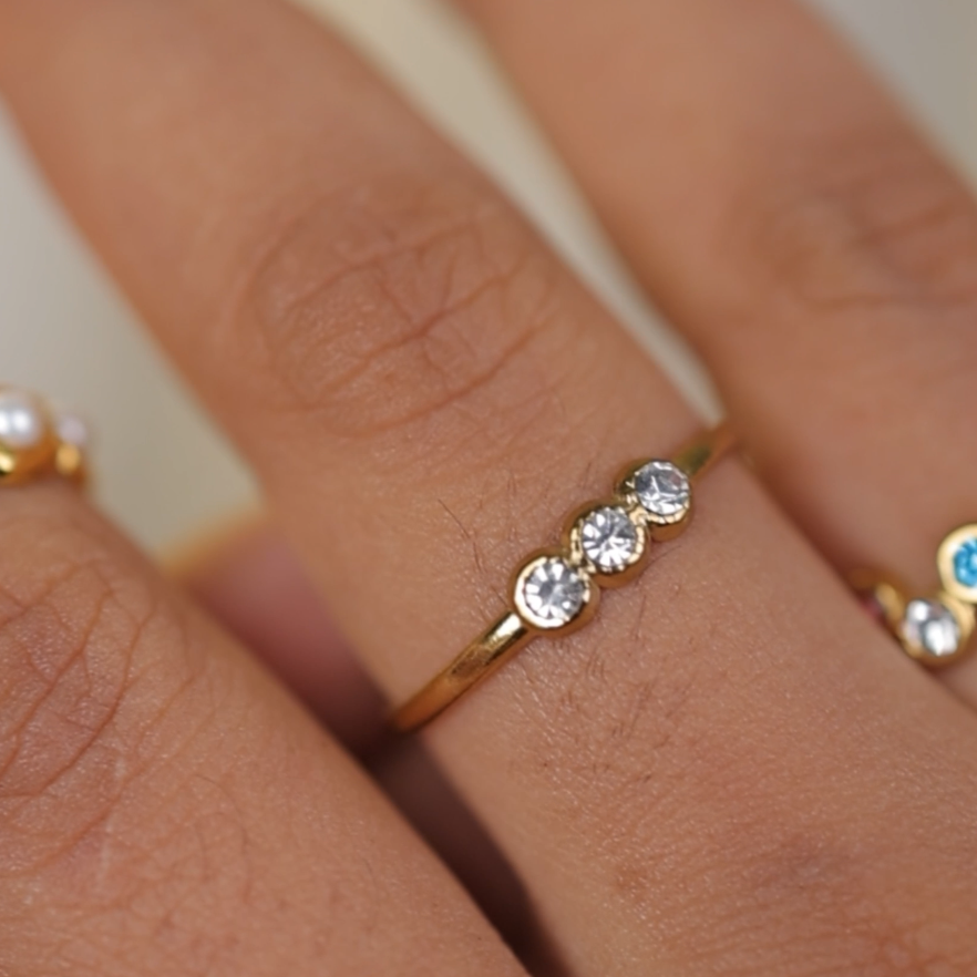 Triple Sparkle Adjustable Ring || DV17