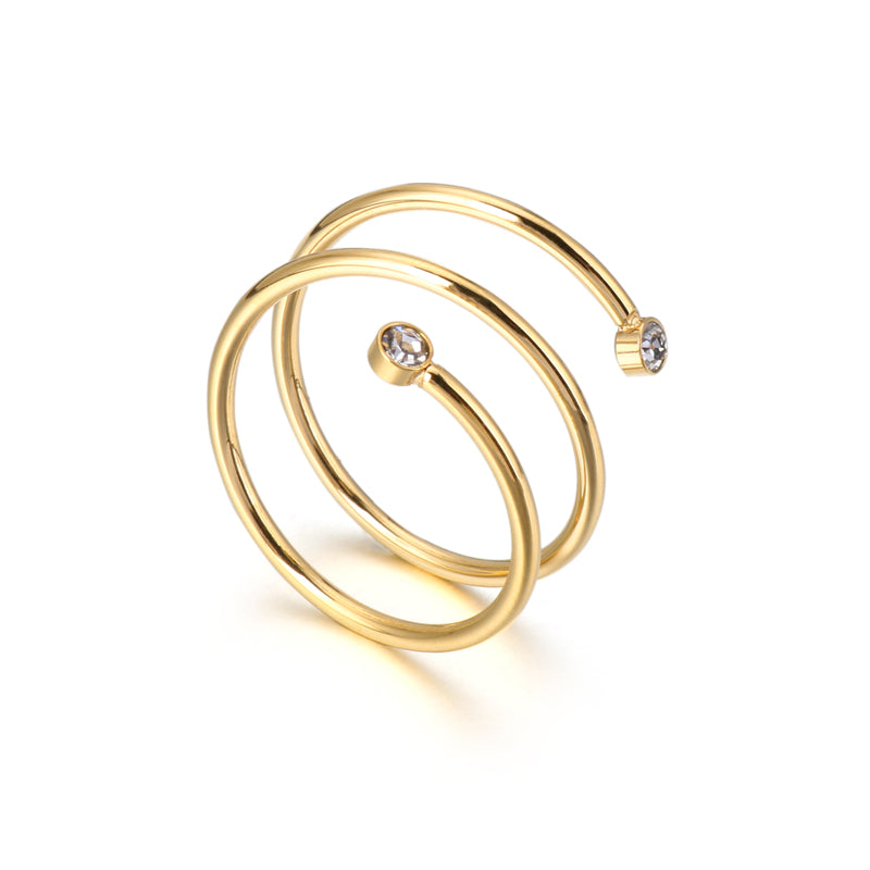 Spiral Crystal Open Ring || DV40