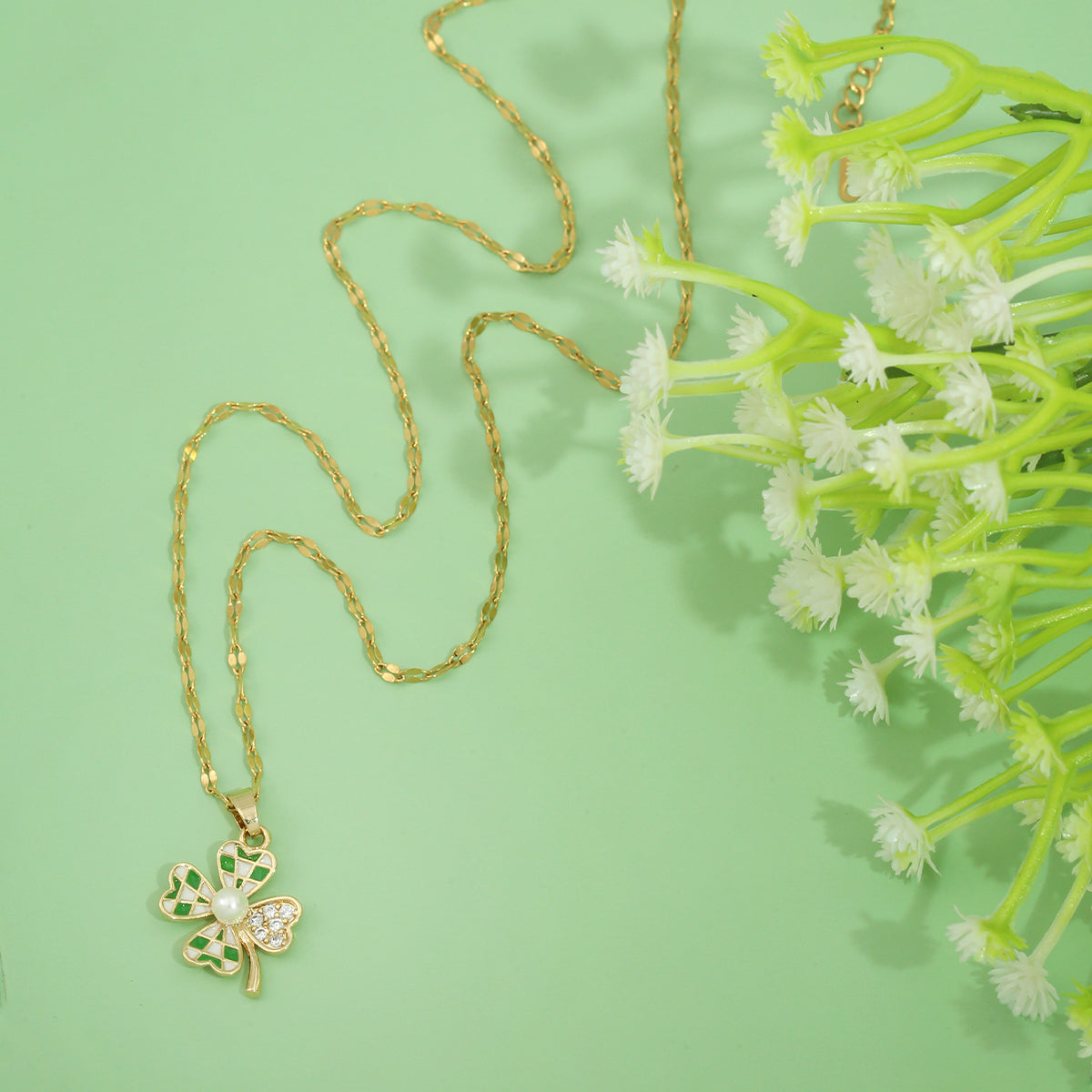 Lucky Clover Stainless Steel Pendant Necklace || DV37