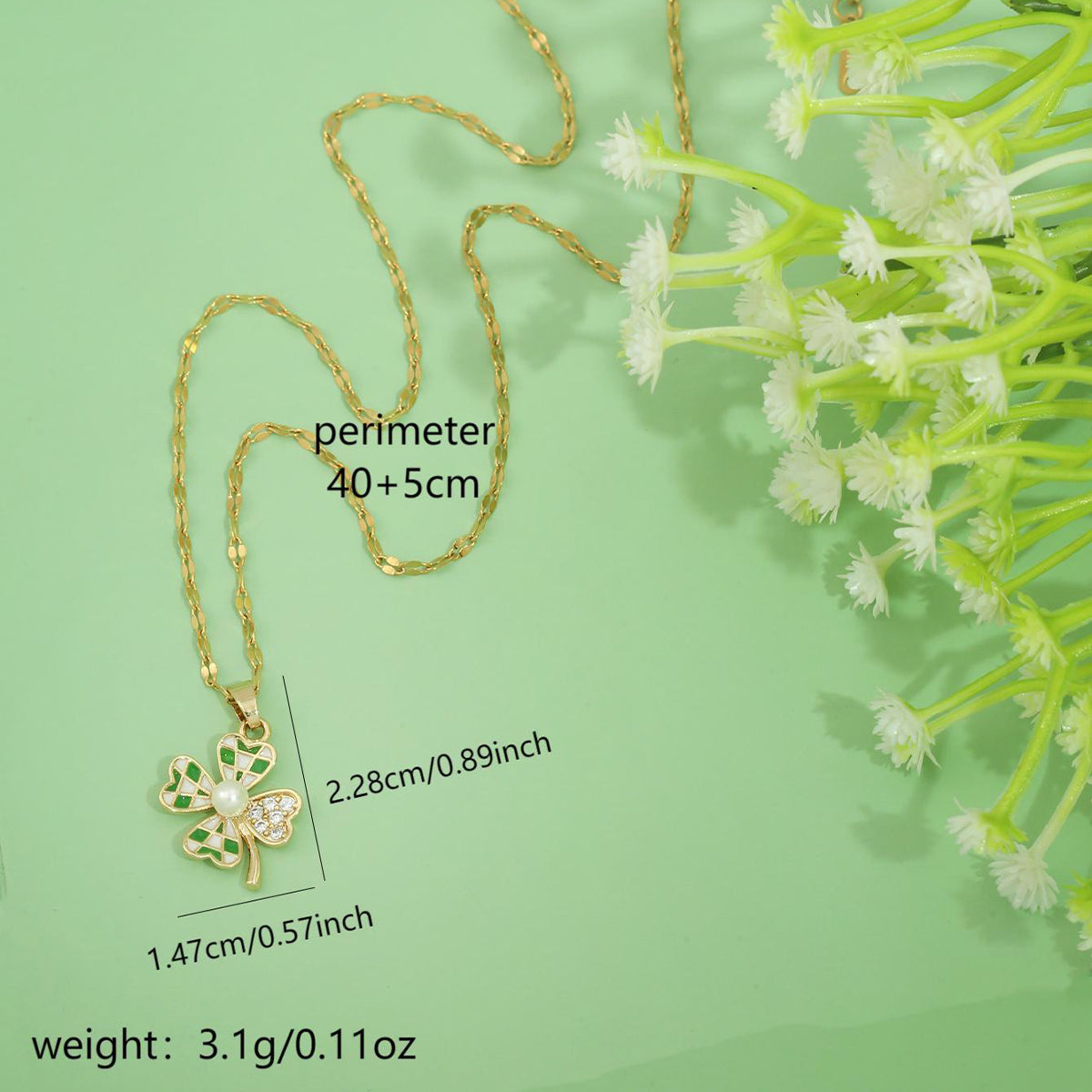 Lucky Clover Stainless Steel Pendant Necklace || DV37
