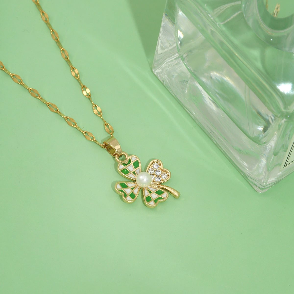 Lucky Clover Stainless Steel Pendant Necklace || DV37