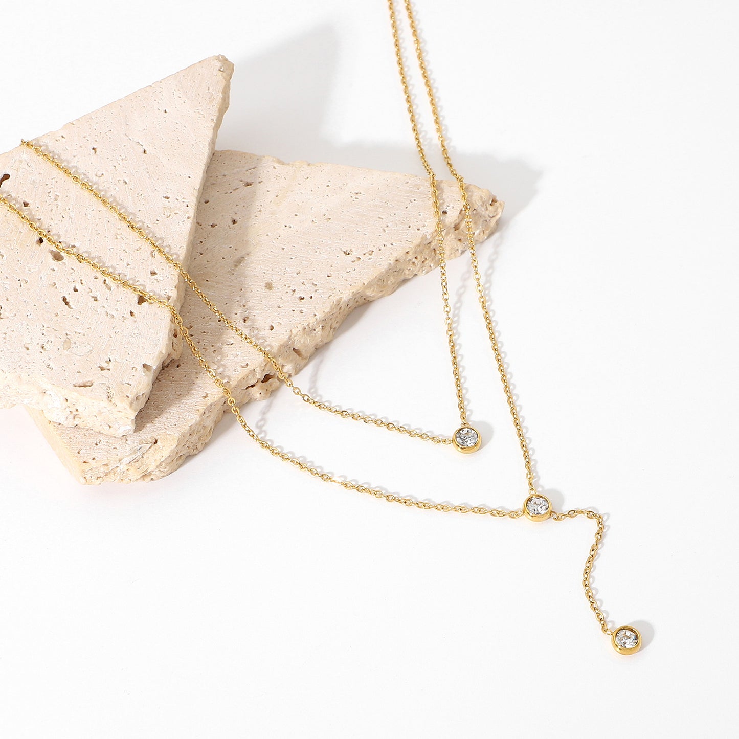 Radiant Drop Layered Necklace || DV15