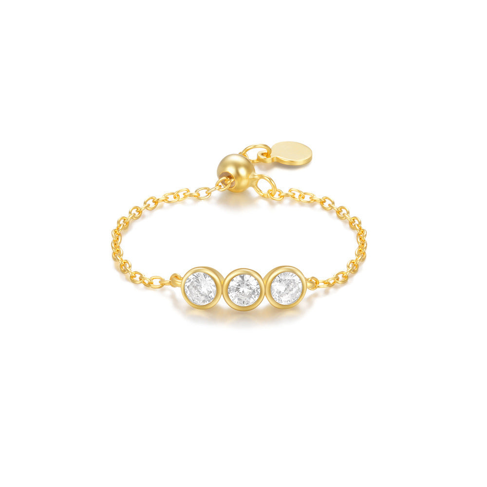 Trinity Spark 925 Silver Adjustable Chain Ring || DV71