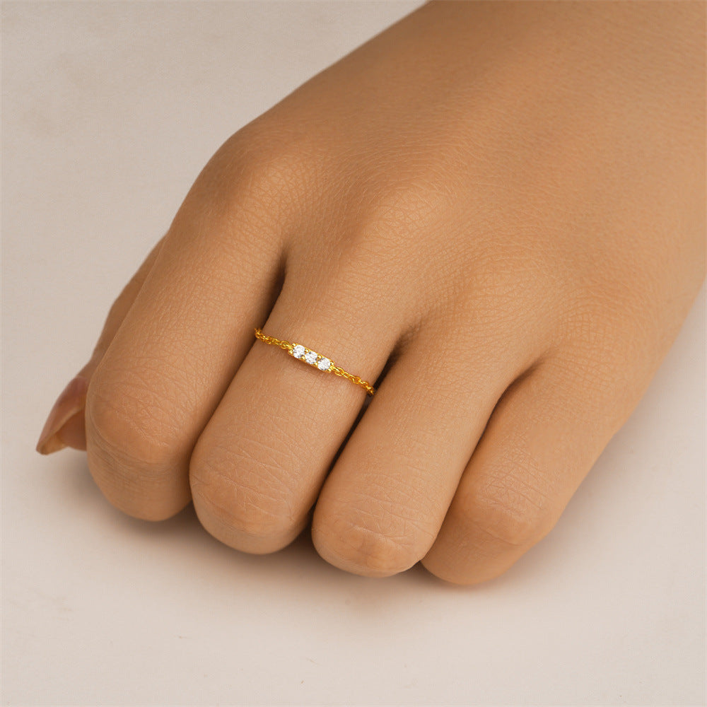 Luna Bar 925 Silver Adjustable Chain Ring || DV72