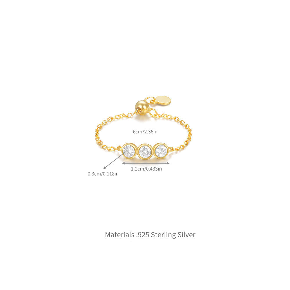 Trinity Spark 925 Silver Adjustable Chain Ring || DV71