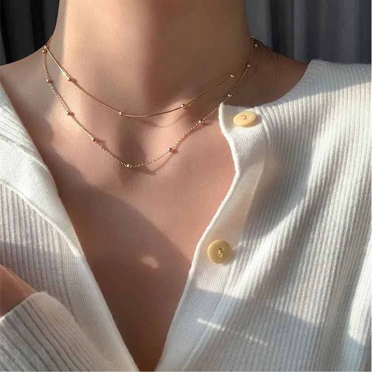 Golden Grace Double Chain Necklace || DV135