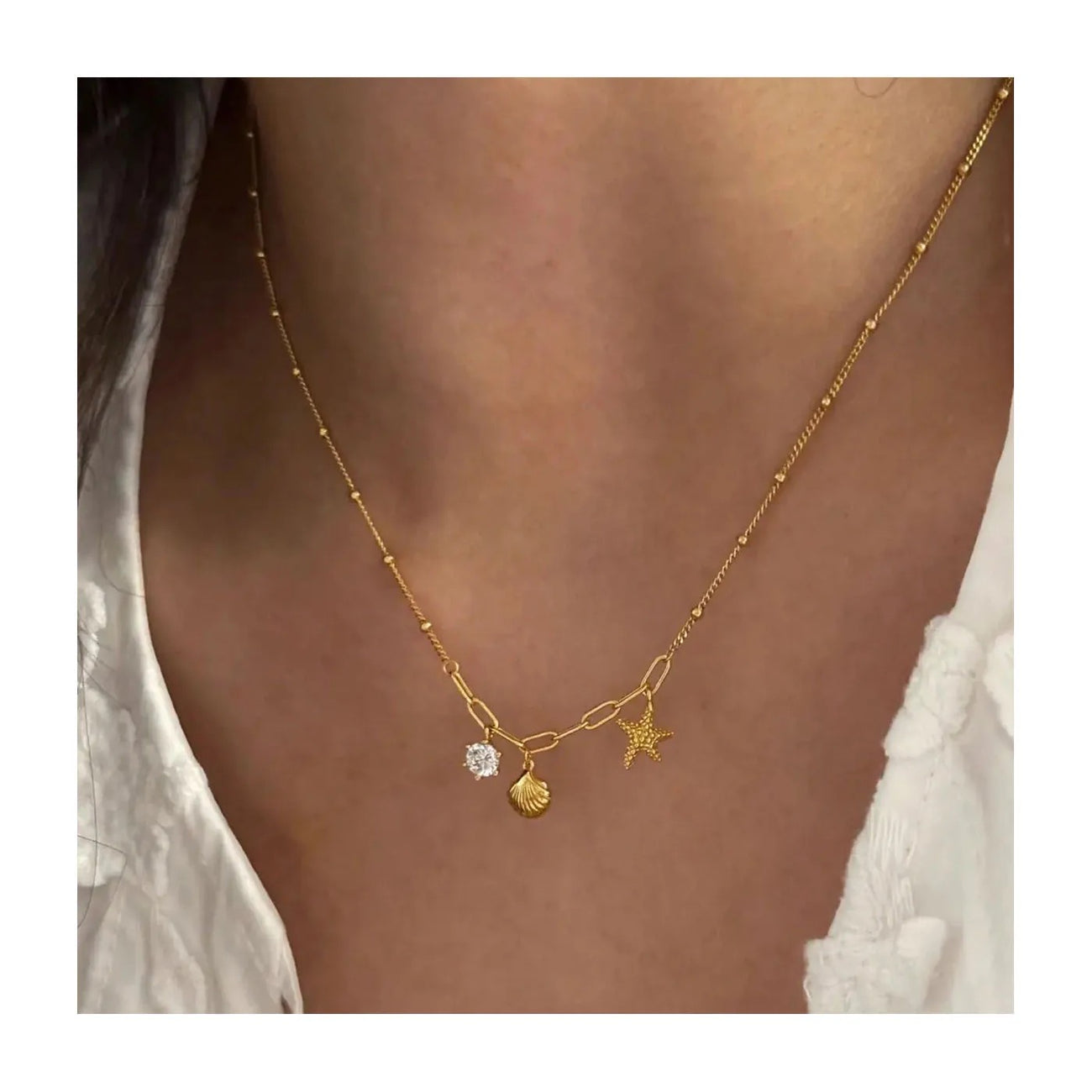 Golden Story Charm Necklace || DV361