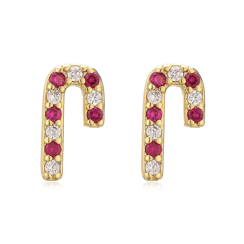Candy Cane Sparkle Studs || DV186