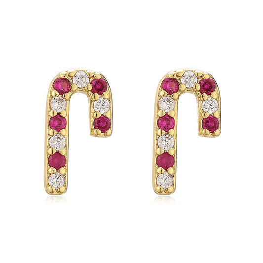 Candy Cane Sparkle Studs || DV186