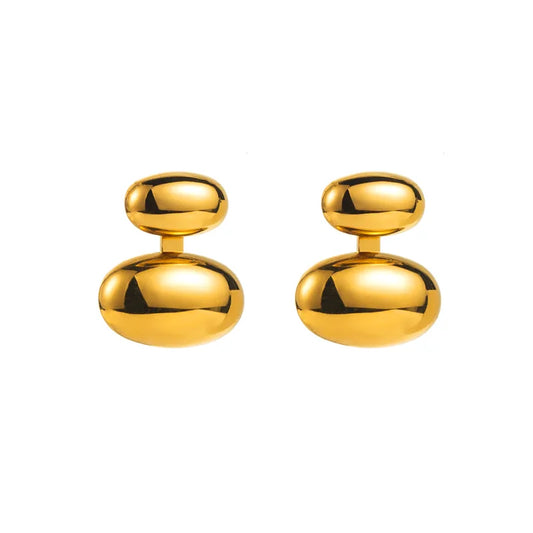 Gold Oval Stud Earrings || DV55