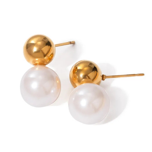 Aurum Orb Pearl Earrings || DV96