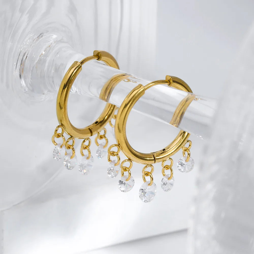 Aurelia Crystal Charm Hoops || DV168