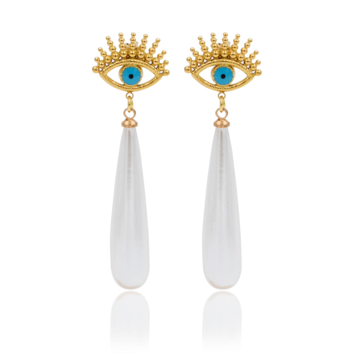Evil Eye Pearl Drop Earrings || DV151