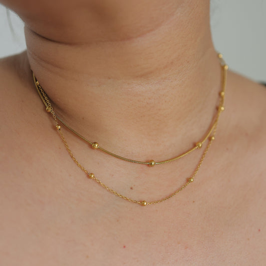 Golden Grace Double Chain Necklace || DV135