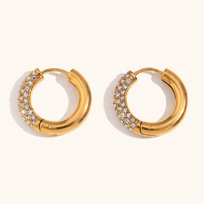 Stellar Pavé Gold Hoops  || DV108