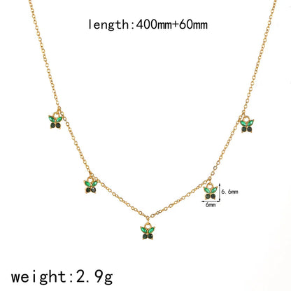 Butterfly Necklace In Emerald Green || DV352