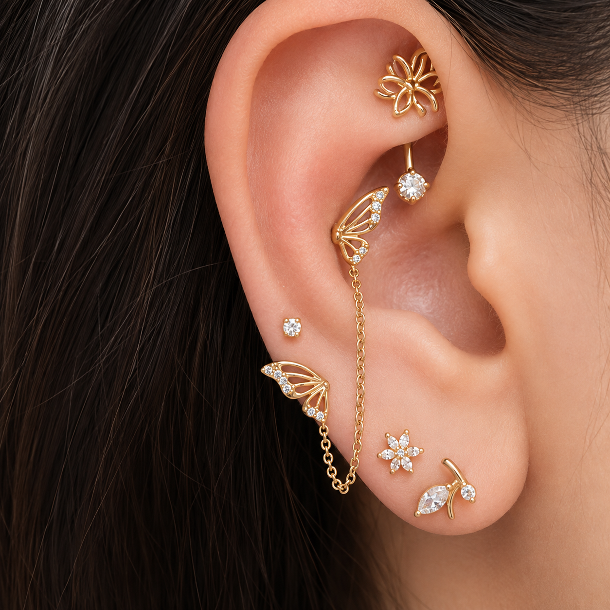 Flutter Chain Earrings- Pair || DV521