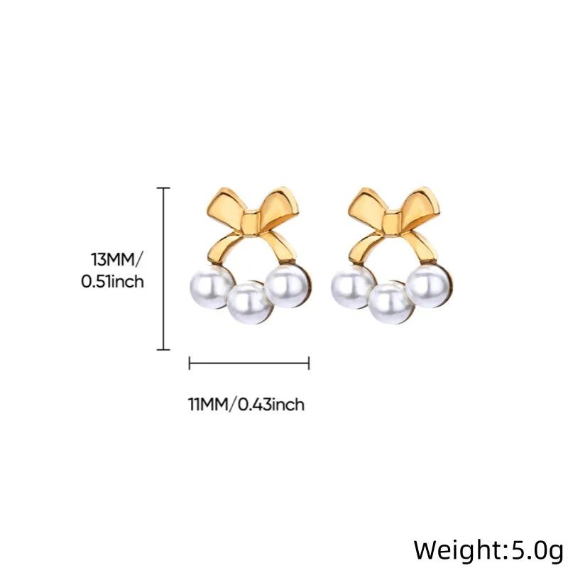 Belle Bow Pearl Earrings || DV161