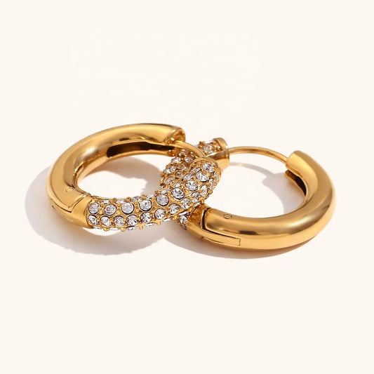 Stellar Pavé Gold Hoops  || DV108