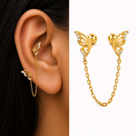 Flutter Chain Earrings- Pair || DV521